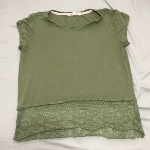 Green laced crop top